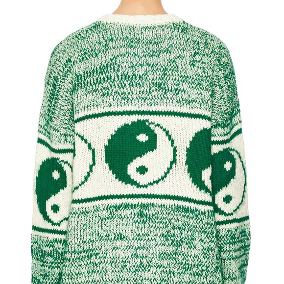 MOTHER Denim Long Drop Cardigan in Forest and Cream - Picture 2 of 9